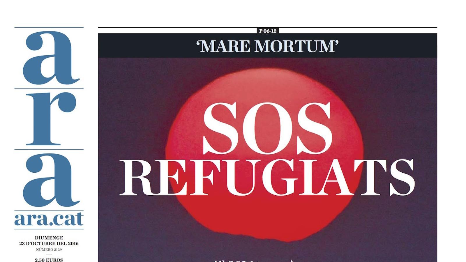 "SOS refugiats", a la portada de l'ARA de diumenge