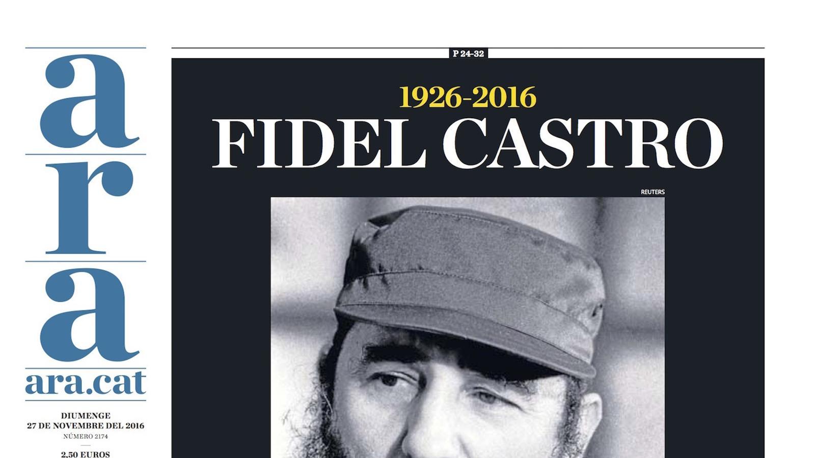 "Fidel Castro: la història l'absoldrà?", portada de l'ARA